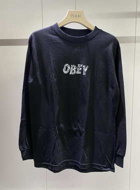 Obey美潮街头长袖男女秋冬季宽松ins纯棉上衣重磅打底衫美式春
