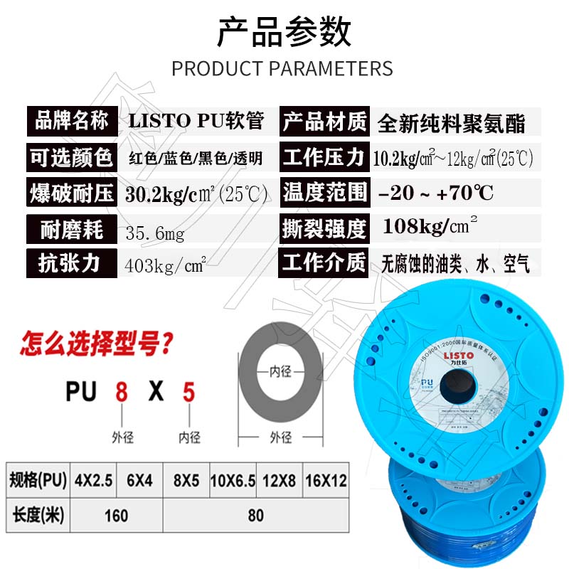 气动PU管高空压缩机气泵线软气管LISTO力仕拓艾斯泰4681012mm