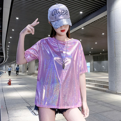 亮闪闪新款爵士演出蹦迪跳舞t恤