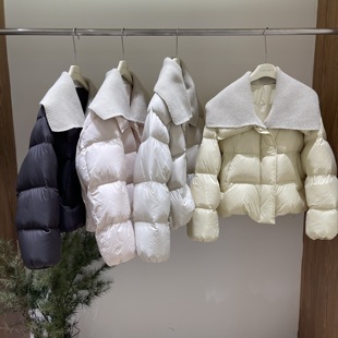 2025冬季新款韩系羽绒服女短款小个子针织翻领减龄宽松面包服外套