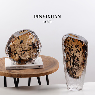 品一轩火山石轻奢高级感侘寂风高端琉璃花瓶家居商业空间送礼花器