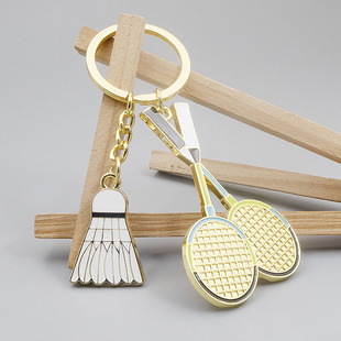 迷你金色羽毛球小饰品时尚女生羽毛球球拍挂件刻字定制个性礼物