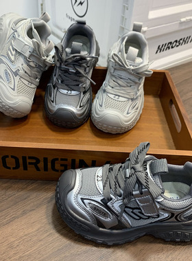 97702儿童户外登山鞋2026春款男女童灰色潮童老爹鞋休闲运动鞋