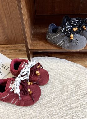 61321宝宝德训鞋2025冬季n软底舒适加绒二棉保暖男女童复古休闲鞋