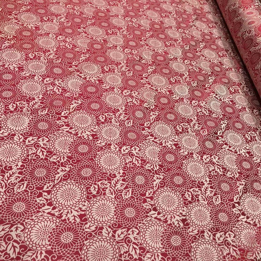 红底大花苏锦宽幅传统喜婚嫁国风马甲上衣服装新中式桑蚕丝布料