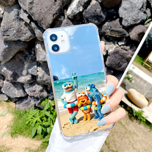 丑萌比奇堡丑鱼适用iPhone17苹果14手机壳15ProMax夏日16e沙滩13三星S24Ultra磁吸镜面Pura70华为Mate40Pro女