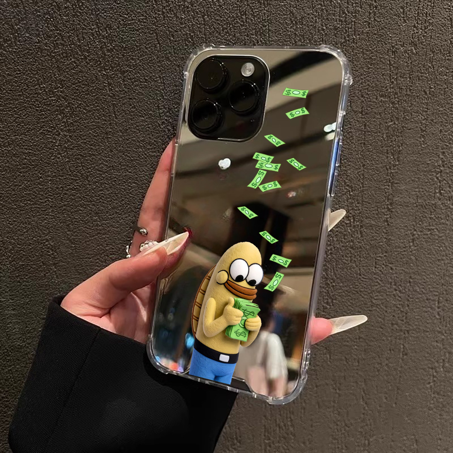 数钱数到手软适用iPhone17苹果14手机壳15ProMax女16比奇堡丑鱼13三星S24Ultra磁吸S25镜面Pura70华为Mate40P