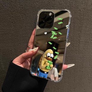 数钱数到手软适用iPhone17苹果14手机壳15ProMax女16比奇堡丑鱼13三星S24Ultra磁吸S25镜面Pura70华为Mate40P