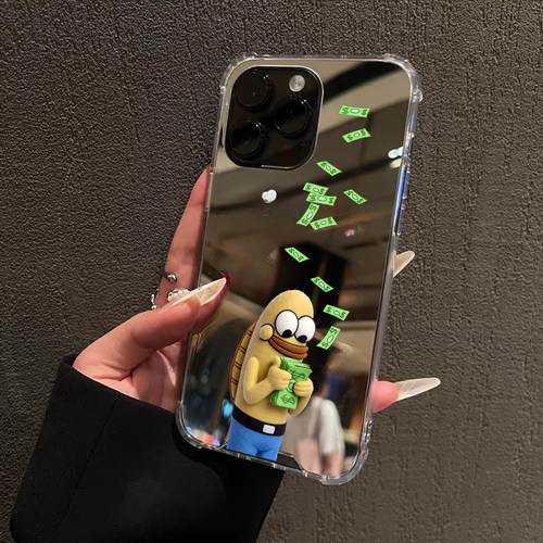 数钱数到手软适用iPhone17苹果14手机壳15ProMax女16比奇堡丑鱼13三星S24Ultra磁吸S25镜面Pura70华为Mate40P