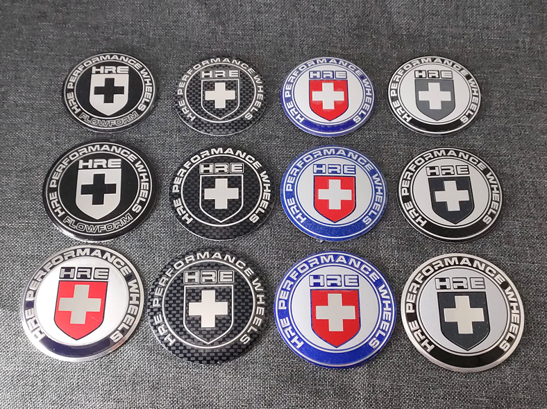 改装台产HRE轮毂中心盖贴标 轮胎盖标45MM50MM56MM60MM65MM黑彩标