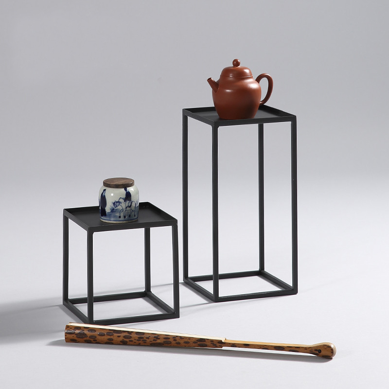 新中式铁艺茶棚 收纳架 茶道具配件 茶托盘铁制仿古置物杯架多肉