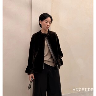 ANCHUDSS 奢牌黑珍珠！南非小拉贡 小奶羊羊皮毛一体皮衣皮草外套