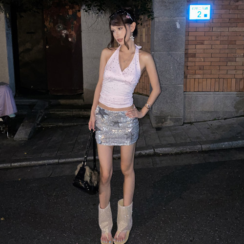 街头亮片半身裙五角星低腰时尚