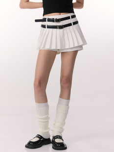 ziziFei春夏季 芭蕾风短裙a字百褶半身裙女 设计感显瘦高腰辣妹西装