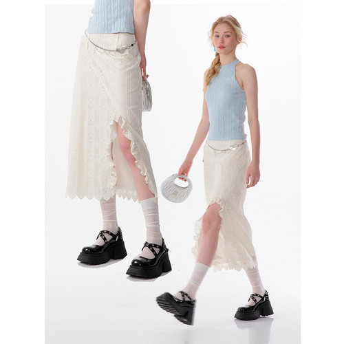 美式复古新款花边半身裙