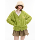 ziziFei秋冬新款温柔软糯慵懒风美式复古蝴蝶毛绒毛衣开衫外套女