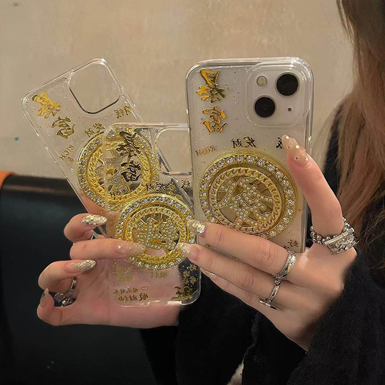 新年立体发财转盘钱适用苹果17promax手机壳iPhone16 15pro滴胶iPhone14 13全包12pro保护套11防摔Air/X少女,3C数码配件,手机保护套/壳,淘宝优惠券,粉丝福利购,淘宝优惠卷