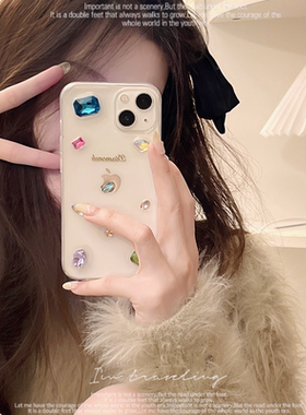 ins小众彩色立体水钻荣耀90/80/70/60/50se手机壳X50i X40i v30 20pro滴胶x10软9x 8xmax保护套少女日韩