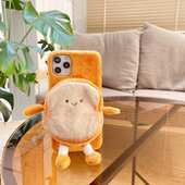 秋冬毛绒吐司面包适用苹果15 8plus少女软壳韩 11防摔保护套xsmax 16promax手机壳iPhone14 13pro软壳苹果12