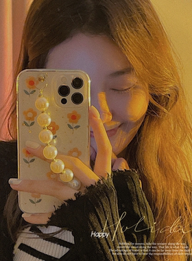 珍珠链条小花朵适用华为nova13/12/11pro手机壳nova10se/9/8pro滴胶软壳nova7 6se 5z保护套4e 5ipro防摔壳女