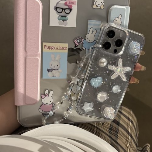 ins立体蓝色贝壳海星适用苹果17 16promax手机壳iPhone15 14pro滴胶13防摔12 11pro全包16e保护套xr 8p新款女