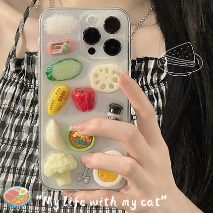 可爱卡通立体吃货食物oppoReno12/11/10/9pro手机壳reno6 5k 8se 7pro个性4se创意3PRO滴胶ACE2软壳R17保护套