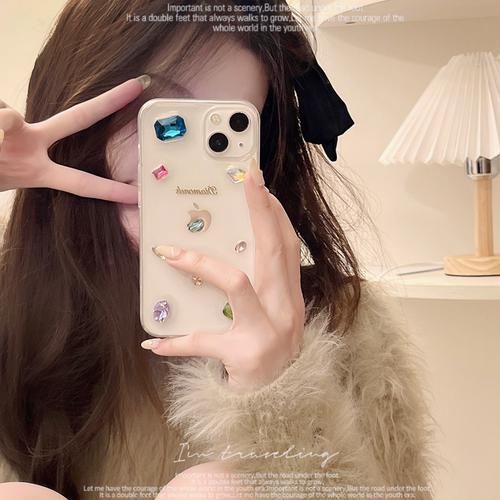 ins小众彩色水钻小米滴胶软壳女