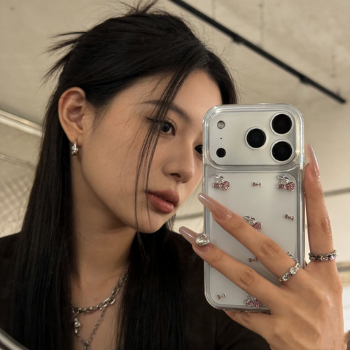 少女粉色水钻樱桃适用红米手机壳