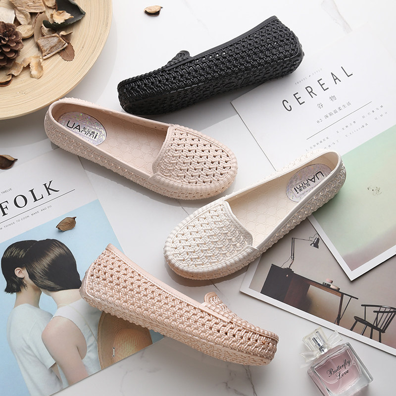 夏季凉鞋女款 洞洞鞋镂空透气包头鞋工作鞋平底套脚护士鞋沙滩鞋