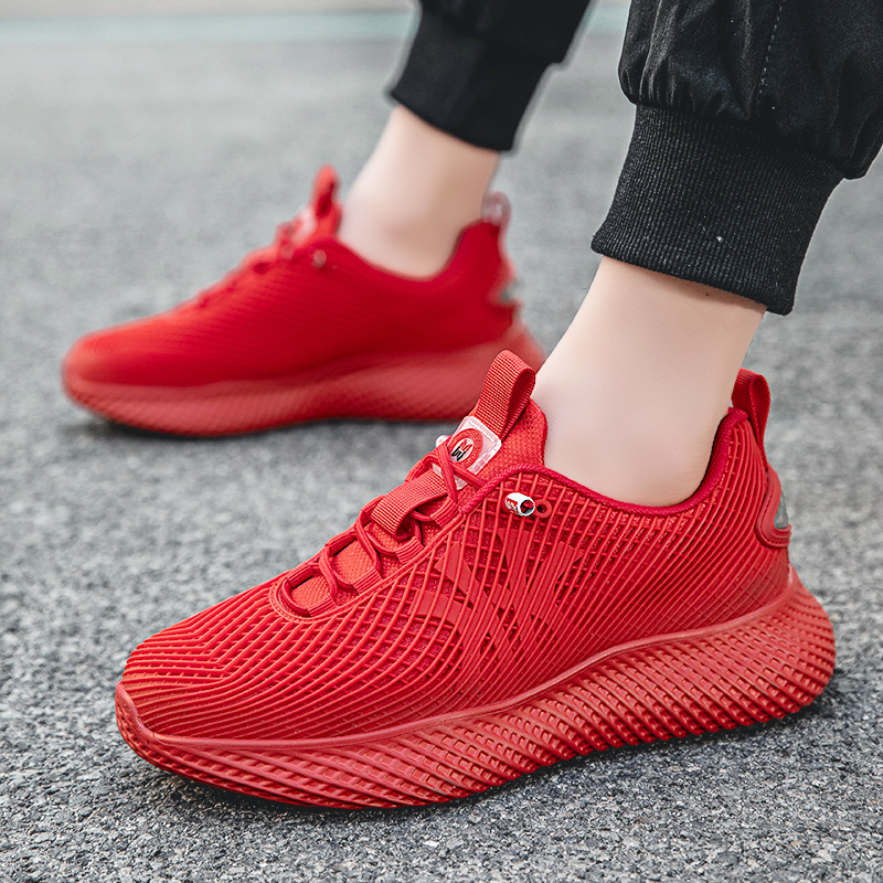 红色3D打印网面运动鞋软底小红鞋
