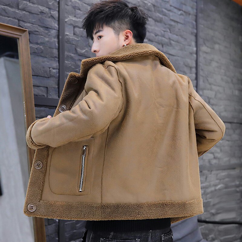 双面穿外套男颗粒绒短款毛呢大衣秋冬新款潮XZ313B-1-M187-P120,男装毛呢大衣,星座313B-2