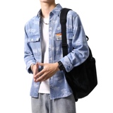 CY959-P65秋季加厚纯棉日系男士宽松休闲牛仔衬衣XZ313B-1，男装衬衫，星座313B-2