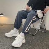 新款港风休闲裤男宽松时尚潮流束脚九分裤XZ313B-1-K5003-P40，男装休闲裤，星座313B-2