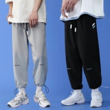 2021新款港风男士宽松休闲九分裤束脚裤XZ313B-1-K5005-P40，男装休闲裤，星座313B-2