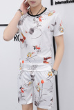 跑量款夏季男士圆领T恤短袖五分裤时尚休闲套装XZ313B-1-TZ89-P30，男装休闲套装，星座313B-2