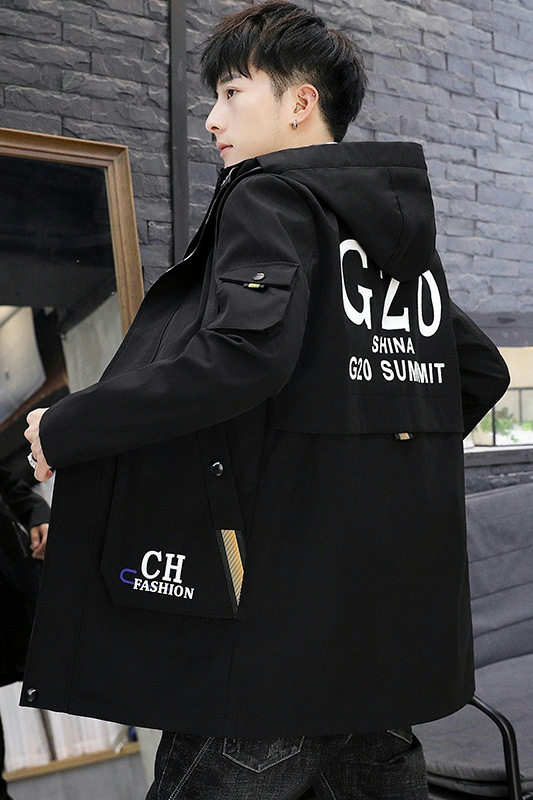 秋季新款夹克男中长款连帽时尚工装夹克上衣XZ313B-1J,男装夹克,星座313B-2