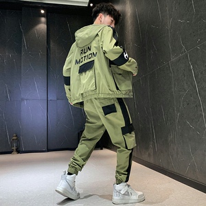 秋冬新款工装男帅气休闲加绒加厚套装两件套XZ313B-1-A80115-P105图片
