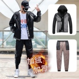 秋冬新款套装男加绒加厚休闲运动潮流两件套XZ313B-1-A80107-P100，男装休闲套装，星座313B-2