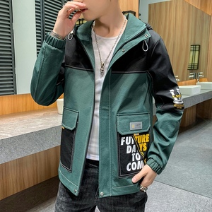 夹克男秋季潮流ins男士时尚连帽工装外套XZ313B-1-JK1201-P60图片