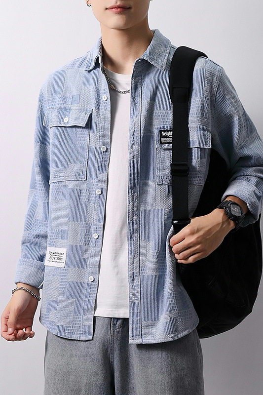 CY953-P65春秋季主推加厚高品质日系男士宽松牛仔衬衣XZ313B-1,男装衬衫,星座313B-2