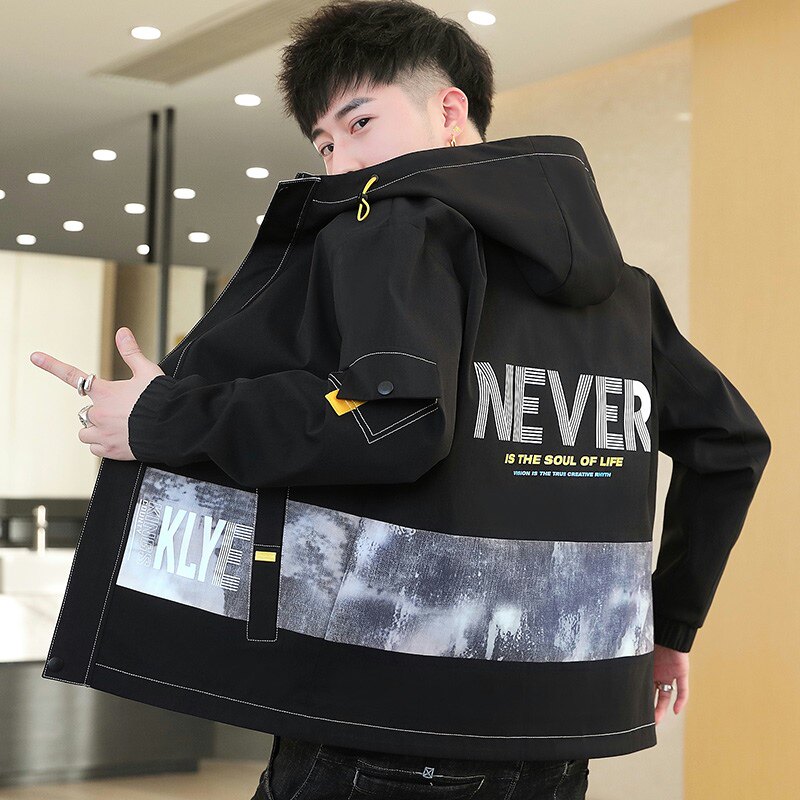 外套男秋季新款青少年休闲百搭连帽夹克XZ313B-1-S185,男装夹克,星座313B-2