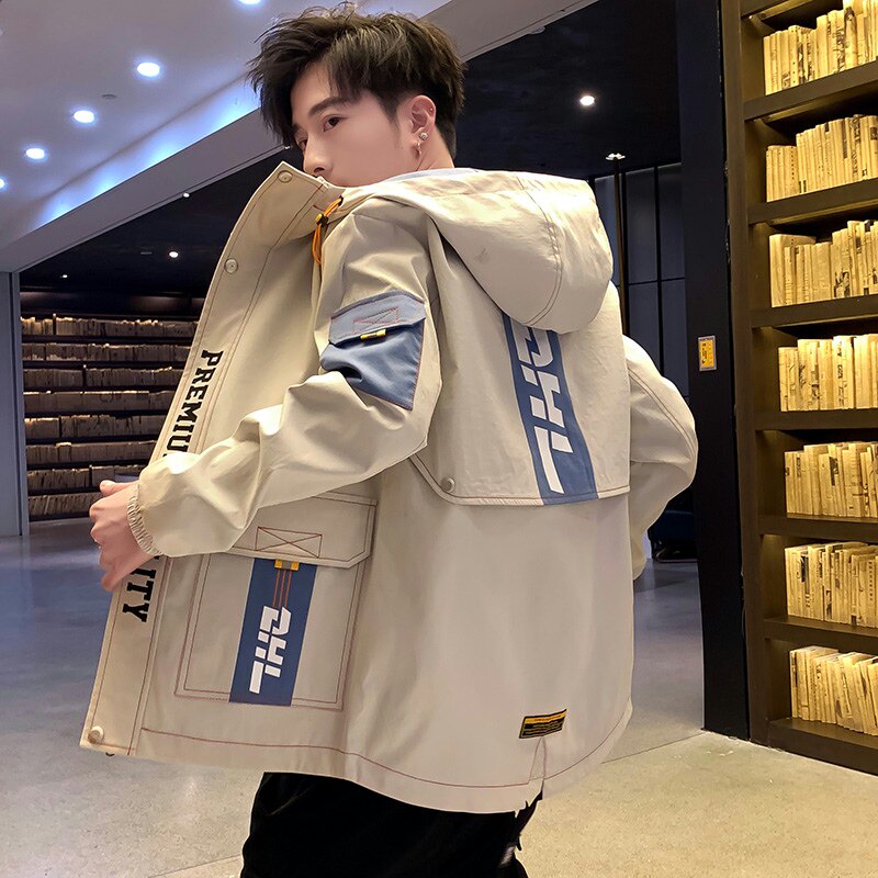 夹克男秋季新款潮流ins男士时尚连帽工装外套XZ313B-1-JK1202-P60图片