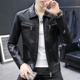 2021秋季新款男士休闲薄款皮衣夹克修身外套XZ313B-1-PY910-P100，男装皮衣，星座313B-2