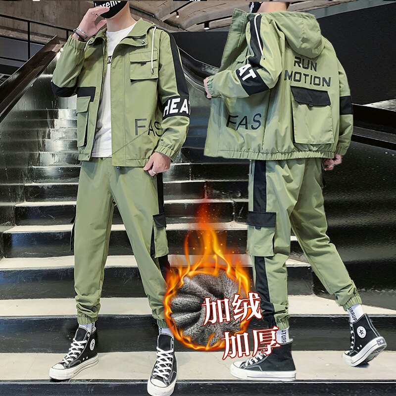 秋冬新款工装男潮流休闲加绒加厚套装XZ313B-1-A80115-P105,男装休闲套装,星座313B-2