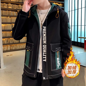 夹克男秋冬季新款男士加绒加厚时尚连帽外套XZ313B-1-R1202-P70图片