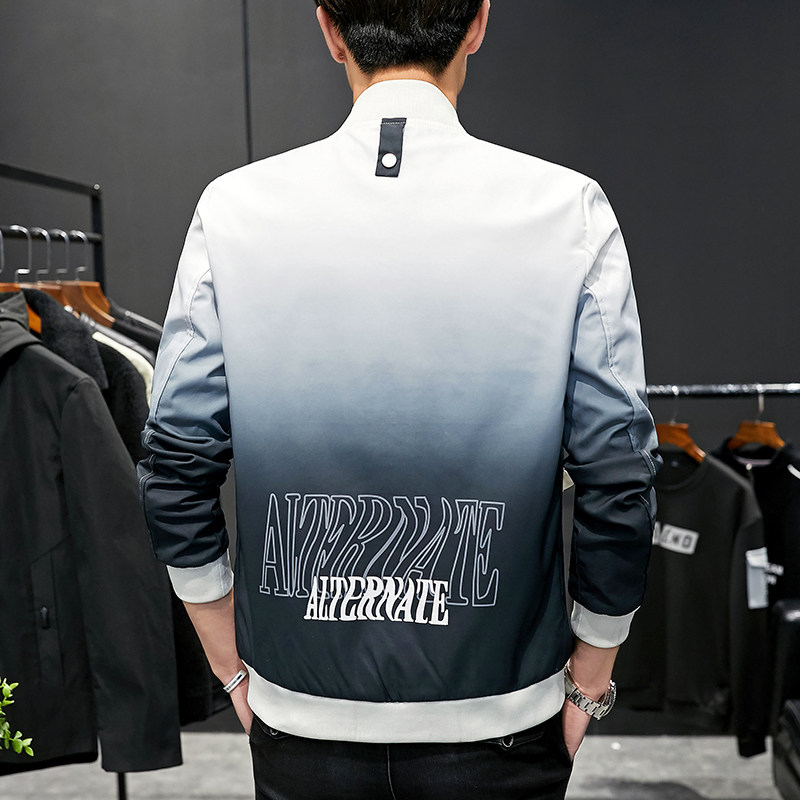 夹克男潮流时尚渐变色男士棒球领休闲外套上衣XZ313B-2-NS01-P48,男装夹克,星座313B-2