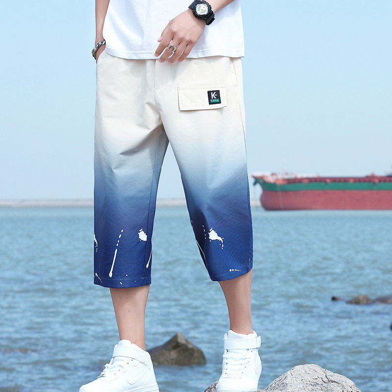 主推短裤男士夏季渐变色潮流时尚工装七分裤XZ313B-1-K2010-P25,男装休闲裤,星座313B-2