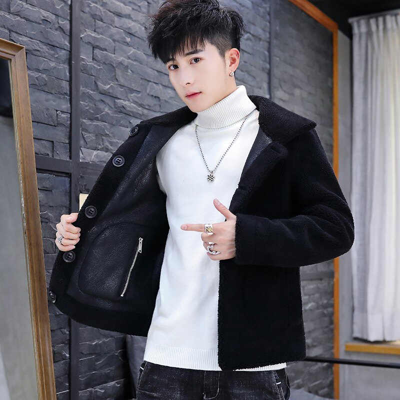 双面穿外套男颗粒绒短款毛呢大衣秋冬新款潮XZ313B-1-M187-P120,男装毛呢大衣,星座313B-2