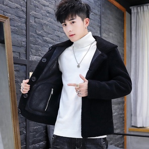 双面穿外套男颗粒绒短款毛呢大衣 秋冬新款潮XZ313B-1-M187-P120图片
