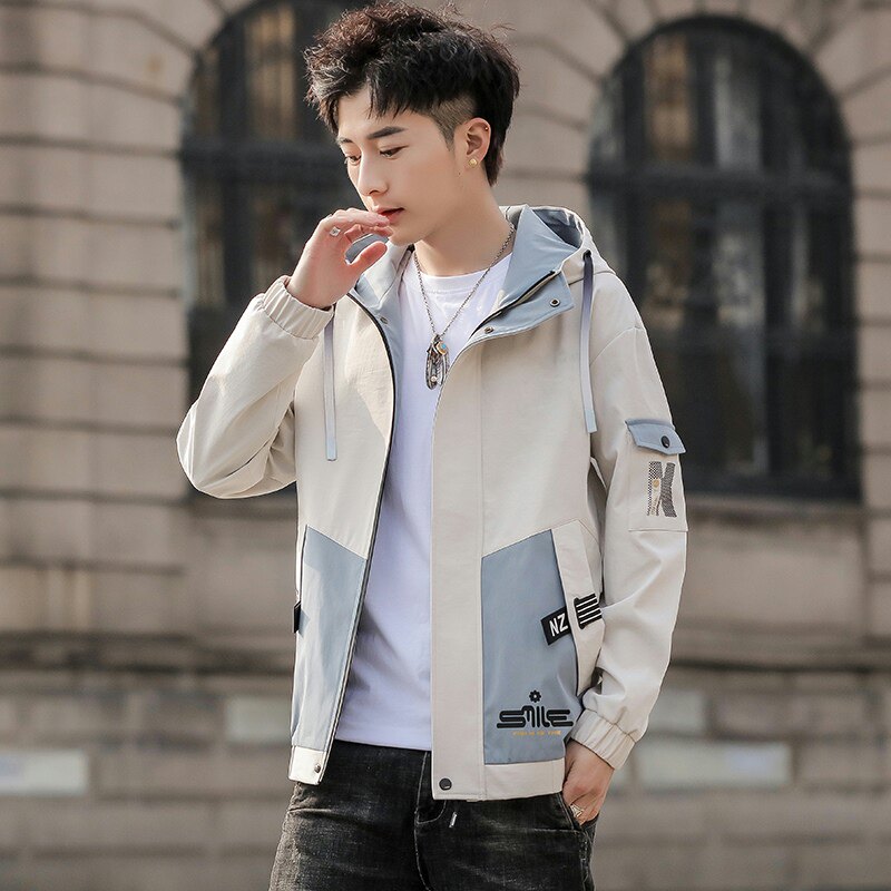 JK05-P60 XZ313B-1秋季新款潮流ins男士时尚连帽工装夹克2021图片